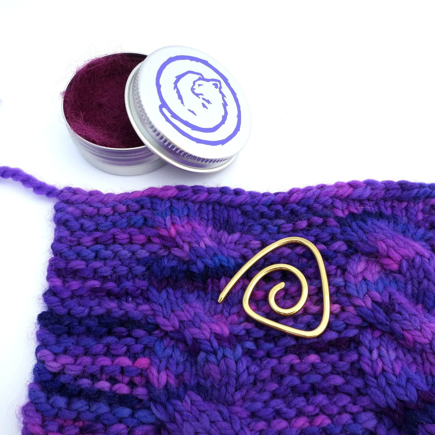 Brass Spiral Cable Needle / Shawl Pin