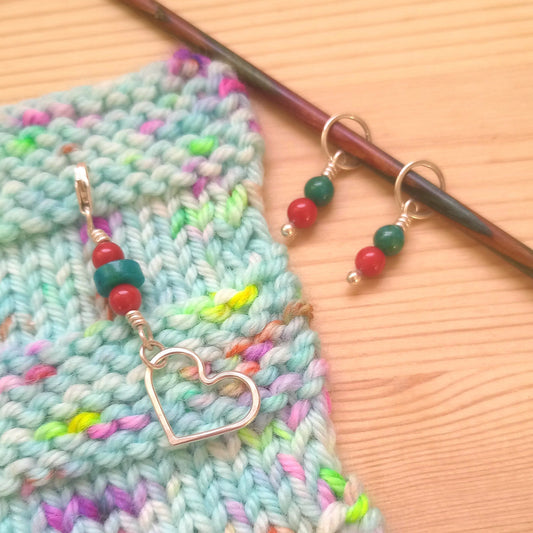 Coral & Chrysocolla Stitch Markers