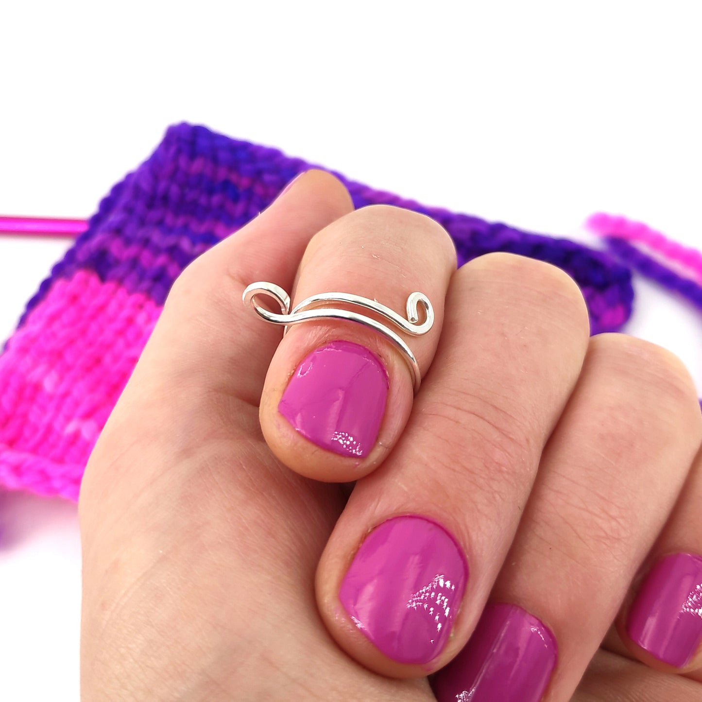 Yarn Ring in Silver - "Swirly"