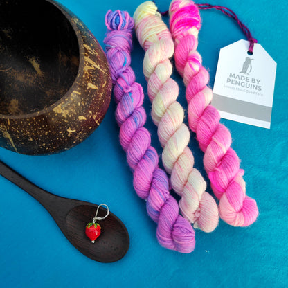 Set de regalo de cuenco para lana - Helado de frambuesa a rayas
