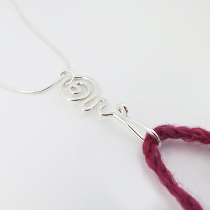 Silver Portuguese Knitting Necklace - Spiral