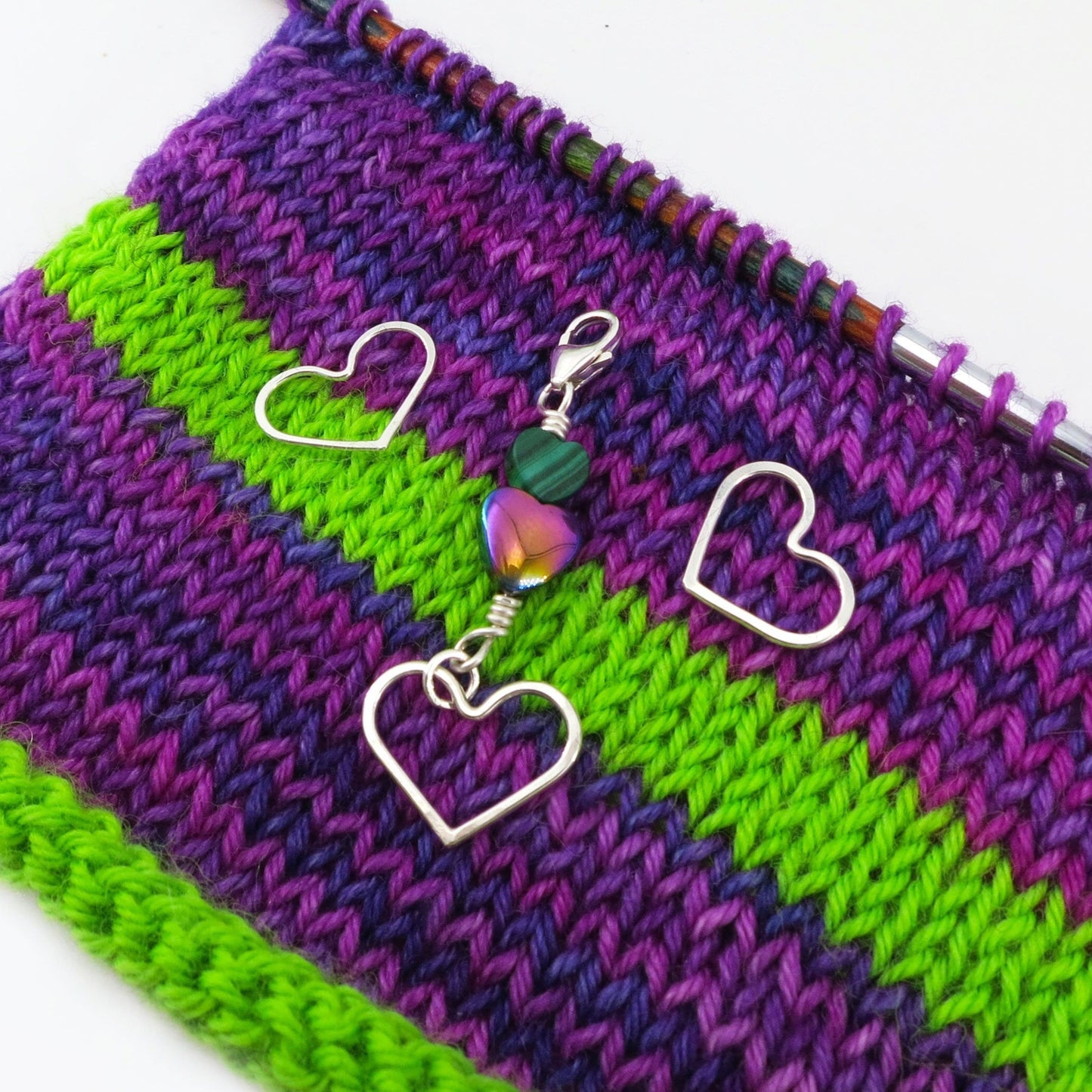 Marqueurs de mailles en tricot Coeurs d'Amour