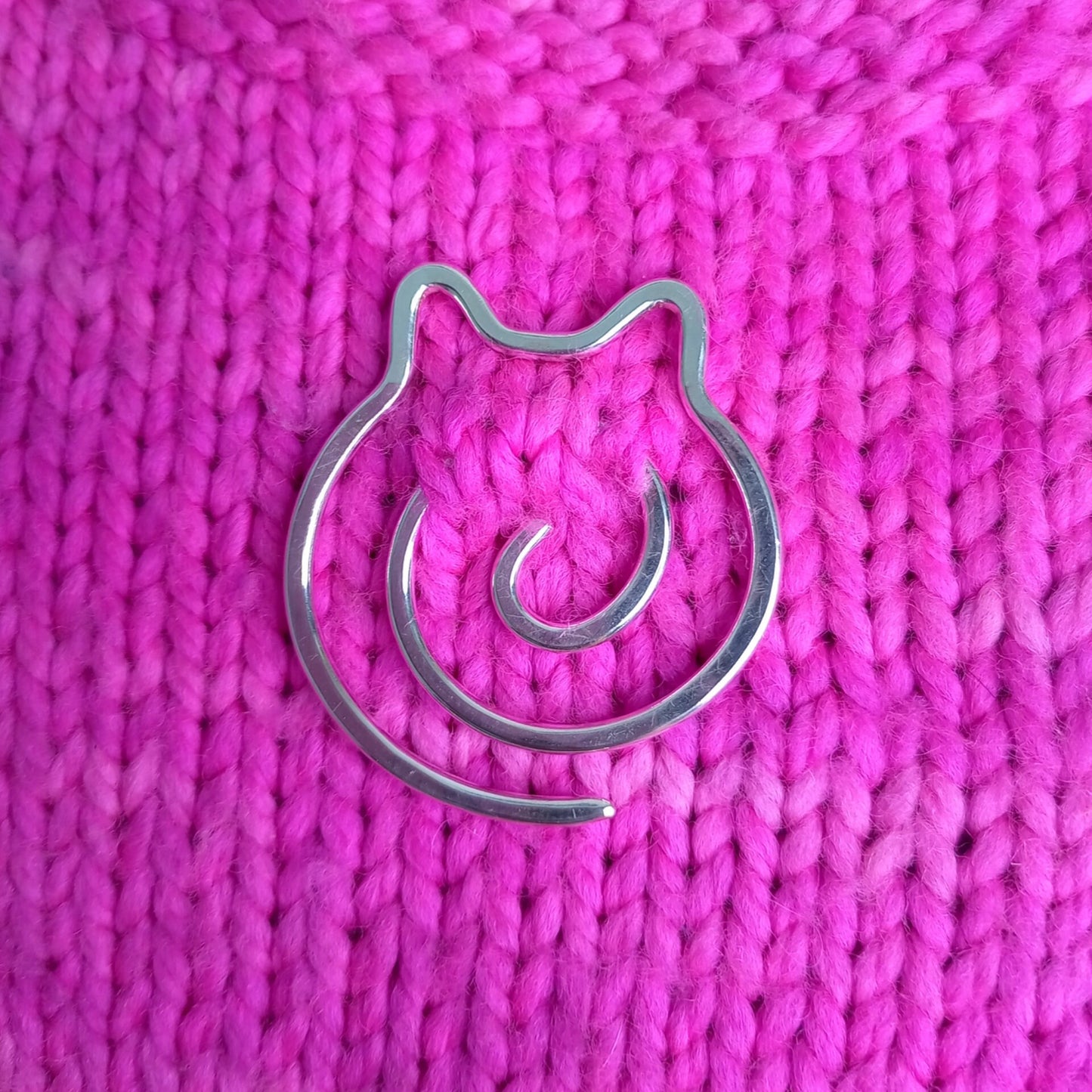 Silver Cat Cable Needle / Shawl Pin