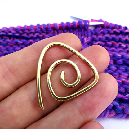 Brass Spiral Cable Needle / Shawl Pin