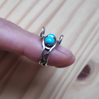 Yarn Ring with Silver and Turquoise