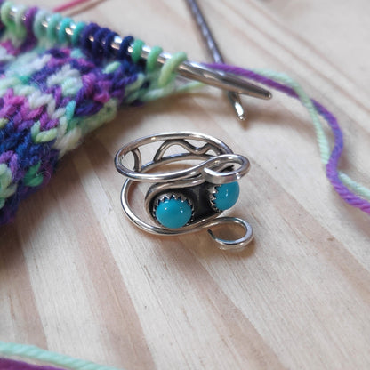 Yarn Ring with Silver and Turquoise
